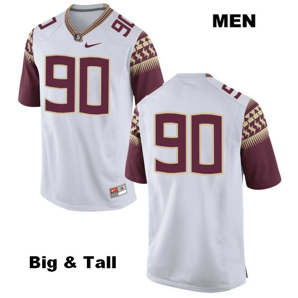 Men's NCAA Nike Florida State Seminoles #90 Demarcus Christmas College Big & Tall No Name White Stitched Authentic Football Jersey GPB1369SD